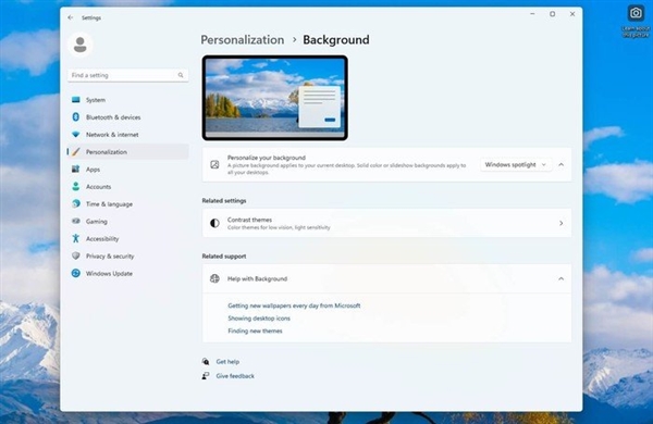 每天自动换壁纸！微软提前放出Win11 22H2桌面聚焦新特性