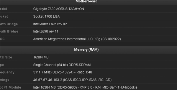 Intel定制特殊版DDR5 12代酷睿内存超频又提升了61.7MHz