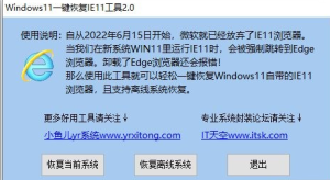 弱电工程师专用-海康威视、浙江大华极客玩家工具：Windows11一键恢复IE11工具2.0插图