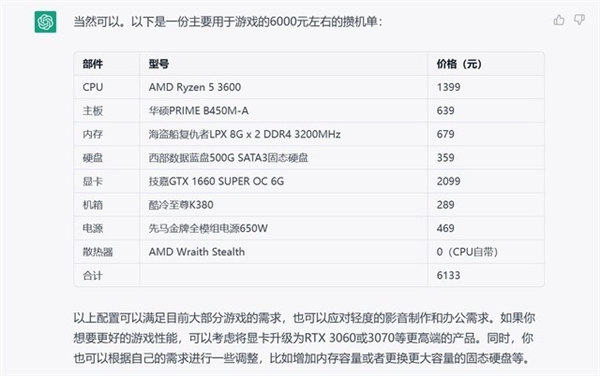 ChatGPT给中国玩家出的装机单：这硬盘堪称奸商