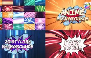 FCPX插件-Anime Backgrounds 25个彩色卡通动漫速度线背景循环动画 mac版缩略图