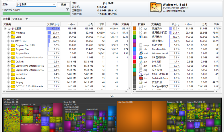 WizTree v4.19 一款功能强大的大文件查找软件缩略图