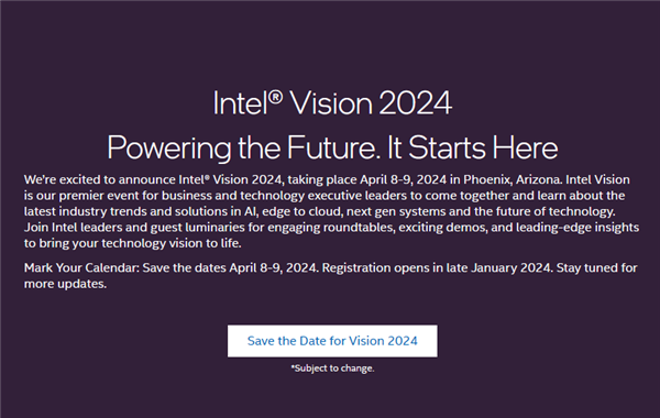 Intel宣布Vision 2024大会：未来由此开始
