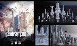 逼真的帝国城市建筑和3D资产，未来帝国城市模型建筑缩略图