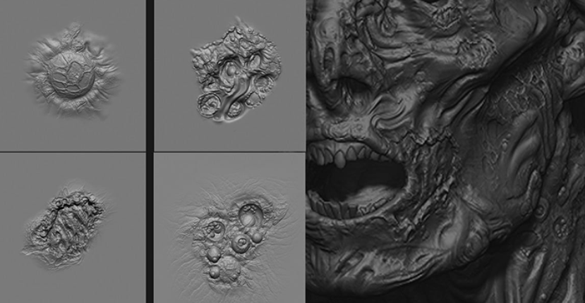 20组腐烂僵尸皮肤纹理雕刻Zbrush笔刷合集，包含腐烂僵尸皮肤纹理笔刷插图2