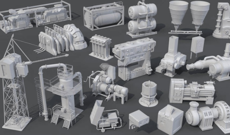 20套工厂建筑工程管道部件3D模型，含工厂车间机器，Blender MAX OBJ FBX格式缩略图